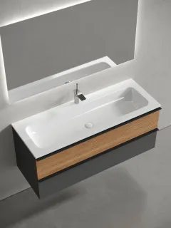 Подвесная тумба под раковину Sancos Delta DL120GR 120см дуб красный/графит